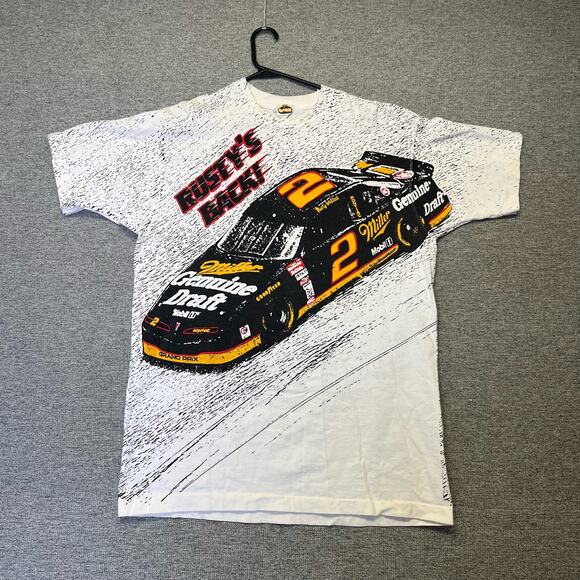 Rusty Wallace T-Shirt Nascar Vintage All Over Print Single Stitch Mens XL Rare - Picture 2 of 11